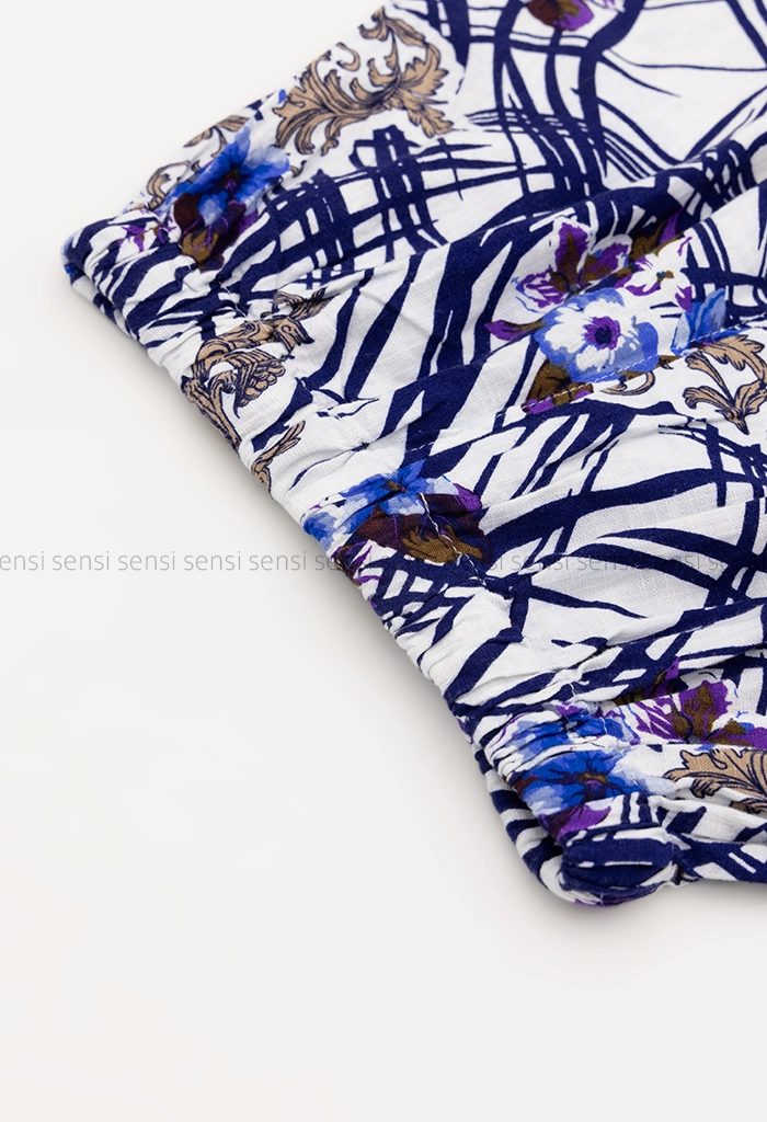 شلوار بگ طرح دار لینن کد1005316